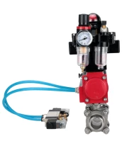 Кран шаровой DN.ru BV3232P(3pc)-FP-W-ISO-H Ду25 Ру63, полнопроходной под приварку, нержавеющая сталь SS316, уплотнение - PTFE, с пневмоприводом PA-DA-052 двойного действия, с пневмораспределителем 4V320-10 220В, с БКВ APL-410N EX, с БПВ AFC2000