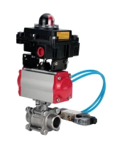 Кран шаровой DN.ru BV3232P(3pc)-FP-W-ISO-H Ду65 Ру25, полнопроходной под приварку, нержавеющая сталь SS316, уплотнение - PTFE, с пневмоприводом PA-DA-083 двойного действия, с пневмораспределителем 4V320-10 220В, с БКВ APL-410N EX