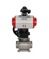 Кран шаровой DN.ru BV3232P(3pc)-FP-W-ISO-H Ду25 Ру63 полнопроходной двухходовой, нержавеющая сталь SS316, под приварку, уплотнение - PTFE, с пневмоприводом DN.ru PA-DA-052, блоком концевых выключателей APL-210N и ручным дублером MON1-250-T26-ISO