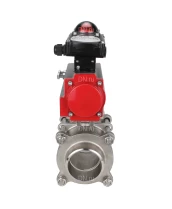 Кран шаровой DN.ru BV3232P(3pc)-FP-W-ISO-H Ду50 Ру40 полнопроходной двухходовой, нержавеющая сталь SS316, под приварку, уплотнение - PTFE, с пневмоприводом DN.ru PA-SA-105 и блоком концевых выключателей APL-210N