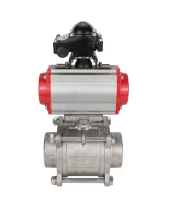 Кран шаровой DN.ru BV3232P(3pc)-FP-W-ISO-H Ду10 Ру63 полнопроходной двухходовой, нержавеющая сталь SS316, под приварку, уплотнение - PTFE, с пневмоприводом DN.ru PA-DA-52 и блоком концевых выключателей APL-210N