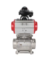 Кран шаровой DN.ru BV3232P(3pc)-FP-W-ISO-H Ду10 Ру63 полнопроходной двухходовой, нержавеющая сталь SS316, под приварку, уплотнение - PTFE, с пневмоприводом DN.ru PA-DA-52 и блоком концевых выключателей APL-210N