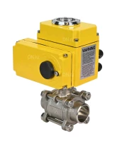 Кран шаровой DN.ru BV3232P(3pc)-FP-W-ISO-H Ду25 Ру63 полнопроходной двухходовой, нержавеющая сталь SS316, под приварку, уплотнение - PTFE, с 1/4-оборотным электроприводом DN.RU QT-N-003EM-O1-220VAC-У1