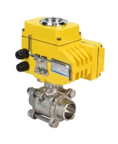 Кран шаровой DN.ru BV3232P(3pc)-FP-W-ISO-H Ду65 Ру25 полнопроходной двухходовой, нержавеющая сталь SS316, под приварку, уплотнение - PTFE, с 1/4-оборотным электроприводом DN.RU QT-N-010EM-O1-220VAC-У1