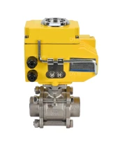Кран шаровой DN.ru BV3232P(3pc)-FP-W-ISO-H Ду65 Ру25 полнопроходной двухходовой, нержавеющая сталь SS316, под приварку, уплотнение - PTFE, с 1/4-оборотным электроприводом DN.RU QT-N-010EM-O1-220VAC-У1