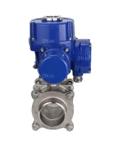 Кран шаровой DN.ru BV3232P(3pc)-FP-W-ISO-H Ду10 Ру63 полнопроходной двухходовой, нержавеющая сталь SS316, под приварку, уплотнение - PTFE, с 1/4-оборотным электроприводом DN.ru QT-N-005M-O2-380VAC-У1
