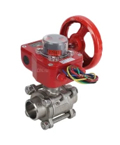 Кран шаровой DN.ru BV3232P(3pc)-FP-W-ISO-H Ду10 Ру63 полнопроходной двухходовой, нержавеющая сталь SS316, под приварку, уплотнение - PTFE, с ISO фланцем и редуктором DN.ru HGBF RQN1-180Z с индикатором положения и датчиком обратной связи