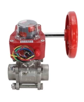 Кран шаровой DN.ru BV3232P(3pc)-FP-W-ISO-H Ду10 Ру63 полнопроходной двухходовой, нержавеющая сталь SS316, под приварку, уплотнение - PTFE, с ISO фланцем и редуктором DN.ru HGBF RQN1-180Z с индикатором положения и датчиком обратной связи