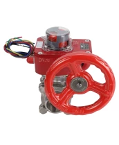 Кран шаровой DN.ru BV3232P(3pc)-FP-W-ISO-H Ду10 Ру63 полнопроходной двухходовой, нержавеющая сталь SS316, под приварку, уплотнение - PTFE, с ISO фланцем и редуктором DN.ru HGBF RQN1-180Z с индикатором положения и датчиком обратной связи