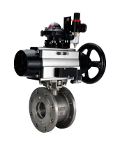 Кран шаровой DN.ru BV3232P-FP-Fb-ISO-H Ду100 Ру16, полнопроходной межфланцевый, нержавеющая сталь SS316, уплотнение - PTFE, с пневмоприводом PA-DA-105-1 двойного действия, с пневмораспределителем 4М310-08 24В NAMUR, с БКВ APL-210N, с БПВ AFC2000