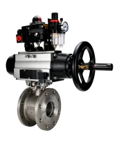 Кран шаровой DN.ru BV3232P-FP-Fb-ISO-H Ду100 Ру16, полнопроходной межфланцевый, нержавеющая сталь SS316, уплотнение - PTFE, с пневмоприводом PA-DA-105-1 двойного действия, с пневмораспределителем 4М310-08 24В NAMUR, с БКВ APL-410N EX, с БПВ AFC2000
