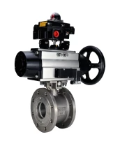 Кран шаровой DN.ru BV3232P-FP-Fb-ISO-H Ду100 Ру16, полнопроходной межфланцевый, нержавеющая сталь SS316, уплотнение - PTFE, с пневмоприводом PA-DA-105-1 двойного действия, с пневмораспределителем 4М310-08 24В NAMUR, с БКВ APL-410N EX