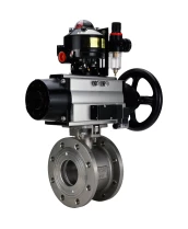 Кран шаровой DN.ru BV3232P-FP-Fb-ISO-H Ду100 Ру16, полнопроходной межфланцевый, нержавеющая сталь SS316, уплотнение - PTFE, с пневмоприводом PA-DA-105-1 двойного действия, с пневмораспределителем 4М310-08 24В NAMUR, с БКВ APL-510N EX, с БПВ AFC2000