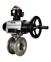 Кран шаровой DN.ru BV3232P-FP-Fb-ISO-H Ду100 Ру16, полнопроходной межфланцевый, нержавеющая сталь SS316, уплотнение - PTFE, с пневмоприводом PA-DA-105-1 двойного действия, с пневмораспределителем 4М310-08 24В NAMUR, с БКВ APL-510N EX