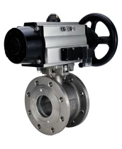 Кран шаровой DN.ru BV3232P-FP-Fb-ISO-H Ду80 Ру16, полнопроходной межфланцевый, нержавеющая сталь SS316, уплотнение - PTFE, с пневмоприводом PA-DA-105-1 двойного действия, с пневмораспределителем 4M310-08 24В