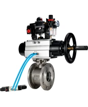 Кран шаровой DN.ru BV3232P-FP-Fb-ISO-H Ду100 Ру16, полнопроходной межфланцевый, нержавеющая сталь SS316, уплотнение - PTFE, с пневмоприводом PA-DA-105-1 двойного действия, с пневмораспределителем 4V320-10 220В, с БКВ APL-410N EX, с БПВ AFC2000