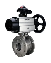Кран шаровой DN.ru BV3232P-FP-Fb-ISO-H Ду80 Ру16 полнопроходной межфланцевый, корпус - нержавеющая сталь 316, уплотнение - PTFE, с пневмоприводом DN.ru PA-DA-105-1 и БКВ APL-210N
