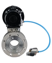 Кран шаровой DN.ru BV3232P-FP-Fb-ISO-H Ду80 Ру16, полнопроходной межфланцевый, нержавеющая сталь SS316, уплотнение - PTFE, с пневмоприводом PA-DA-105-1 двойного действия, с пневмораспределителем 4V320-10 220В