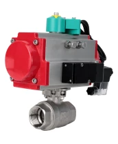 Кран шаровой DN.ru BV3232P(2pc)-FP-T-ISO-H Ду100 Ру40 полнопроходной, внутренняя резьба, нержавеющая сталь 316, уплотнение - PTFE, с пневмоприводом PA-DA-083, пневмораспределителем 4М310-08 220В и магнитным переключателем ALS200D