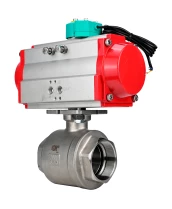 Кран шаровой DN.ru BV3232P(2pc)-FP-T-ISO-H Ду100 Ру40 полнопроходной, внутренняя резьба, нержавеющая сталь 316, уплотнение - PTFE, с пневмоприводом PA-DA-083 и магнитным переключателем ALS200D