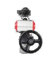 Кран шаровой DN.ru BV3232P(2pc)-FP-T-ISO-H Ду15 Ру63 полнопроходной двухходовой, нержавеющая сталь 316, внутренняя резьба, PTFE, с пневмоприводом PA-DA-065, пневмораспределителем 4M310-08 24В, блоком концевых выключателей APL-210N и ручным дублером HDM-1