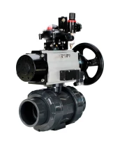 Кран шаровой DN.ru BV4242E-FP-GRM-ISO Дн80 Ру10 полнопроходной, корпус - НПВХ, шар - НПВХ, уплотнение - EPDM, с пневмоприводом PA-DA-105-1, пневмораспределителем 4M310-08 24В, БКВ APL-210N и БПВ AFC2000