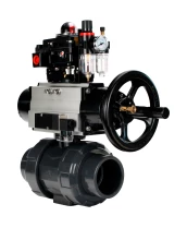 Кран шаровой DN.ru BV4242E-FP-GRM-ISO Дн15 Ру10 полнопроходной, корпус - НПВХ, шар - НПВХ, уплотнение - EPDM, с пневмоприводом PA-DA-105-1, пневмораспределителем 4M310-08 220В, БКВ APL-410N EX и БПВ AFC2000