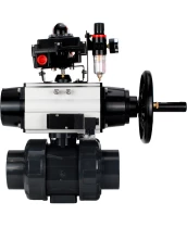 Кран шаровой DN.ru BV4242E-FP-GRM-ISO Дн80 Ру10 полнопроходной, корпус - НПВХ, шар - НПВХ, уплотнение - EPDM, с пневмоприводом PA-DA-105-1, пневмораспределителем 4M310-08 24В, БКВ APL-410N EX и БПВ AFC2000