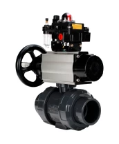 Кран шаровой DN.ru BV4242E-FP-GRM-ISO Дн80 Ру10 полнопроходной, корпус - НПВХ, шар - НПВХ, уплотнение - EPDM, с пневмоприводом PA-DA-105-1, пневмораспределителем 4M310-08 24В, БКВ APL-410N EX и БПВ AFC2000