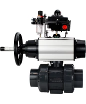 Кран шаровой DN.ru BV4242E-FP-GRM-ISO Дн80 Ру10 полнопроходной, корпус - НПВХ, шар - НПВХ, уплотнение - EPDM, с пневмоприводом PA-DA-105-1, пневмораспределителем 4M310-08 24В, БКВ APL-410N EX и БПВ AFC2000