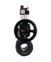 Кран шаровой DN.ru BV4242E-FP-GRM-ISO Дн65 Ру10 полнопроходной, корпус - НПВХ, шар - НПВХ, уплотнение - EPDM, с пневмоприводом PA-DA-105-1, пневмораспределителем 4M310-08 220В и БПВ AFC2000