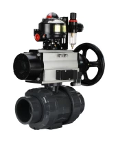 Кран шаровой DN.ru BV4242E-FP-GRM-ISO Дн15 Ру10 полнопроходной, корпус - НПВХ, шар - НПВХ, уплотнение - EPDM, с пневмоприводом PA-DA-105-1, пневмораспределителем 4M310-08 220В, БКВ APL-510N EX и БПВ AFC2000