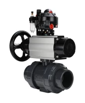 Кран шаровой DN.ru BV4242E-FP-GRM-ISO Дн32 Ру10 полнопроходной, корпус - НПВХ, шар - НПВХ, уплотнение - EPDM, с пневмоприводом PA-DA-105-1, пневмораспределителем 4M310-08 24В, БКВ APL-510N EX и БПВ AFC2000