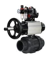 Кран шаровой DN.ru BV4242E-FP-GRM-ISO Дн32 Ру10 полнопроходной, корпус - НПВХ, шар - НПВХ, уплотнение - EPDM, с пневмоприводом PA-DA-105-1, пневмораспределителем 4M310-08 24В, БКВ APL-510N EX и БПВ AFC2000