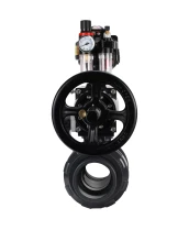 Кран шаровой DN.ru BV4242E-FP-GRM-ISO Дн32 Ру10 полнопроходной, корпус - НПВХ, шар - НПВХ, уплотнение - EPDM, с пневмоприводом PA-DA-105-1, пневмораспределителем 4M310-08 24В, БКВ APL-510N EX и БПВ AFC2000