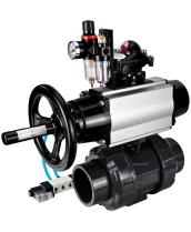 Кран шаровой DN.ru BV4242E-FP-GRM-ISO Дн65 Ру10 полнопроходной, корпус - НПВХ, шар - НПВХ, уплотнение - EPDM, с пневмоприводом PA-DA-105-1, пневмораспределителем 4V320-08 220В, БКВ APL-210N и БПВ AFC2000