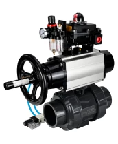 Кран шаровой DN.ru BV4242E-FP-GRM-ISO Дн32 Ру10 полнопроходной, корпус - НПВХ, шар - НПВХ, уплотнение - EPDM, с пневмоприводом PA-DA-105-1, пневмораспределителем 4V320-10 220В, БКВ APL-410N EX и БПВ AFC2000