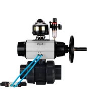 Кран шаровой DN.ru BV4242E-FP-GRM-ISO Дн32 Ру10 полнопроходной, корпус - НПВХ, шар - НПВХ, уплотнение - EPDM, с пневмоприводом PA-DA-105-1, пневмораспределителем 4V320-10 220В, БКВ APL-510N EX и БПВ AFC2000