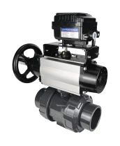 Кран шаровой DN.ru BV4242E-FP-GRM-ISO Дн100 Ру10 полнопроходной, корпус - НПВХ, шар - НПВХ, уплотнение - EPDM, с пневмоприводом PA-DA-105-1 и пневмопозиционером YT-1000RSN с обратной связью