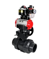Кран шаровой DN.ru BV4242E-FP-GRM-ISO Дн15 Ру10 полнопроходной, корпус - НПВХ, шар - НПВХ, уплотнение - EPDM, с пневмоприводом PA-DA-052, пневмораспределителем 4M310-08 220В, ручным дублером MON1-250-T26-ISO, БКВ APL-510N EX и БПВ AFC2000