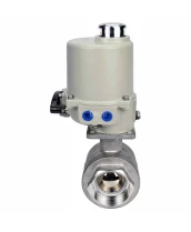 Кран шаровой DN.ru BV3232P(2pc)-FP-T-ISO-H Ду15 Ру63 полнопроходной двухходовой, нержавеющая сталь SS316, внутренняя резьба, уплотнение - PTFE, с электроприводом ГЗ-ОФ-25/5,5К 220В