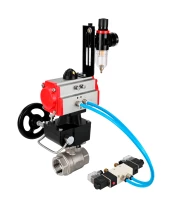 Кран шаровой DN.ru BV3232P(2pc)-FP-T-ISO-H Ду15 Ру63 полнопроходной, внутренняя резьба, нержавеющая сталь 316, уплотнение - PTFE, с пневмоприводом PA-DA-065, пневмораспределителем 4V320-10 220В, ручным дублером MON1-250-T26-ISO, БПВ AFC2000