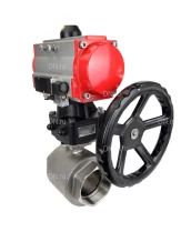 Кран шаровой DN.ru BV3232P(2pc)-FP-T-ISO-H Ду100 Ру40, полнопроходной внутреннняя резьба, нержавеющая сталь SS316, уплотнение - PTFE, с пневмоприводом PA-DA-105, с пневмораспределителем 4V320-08 220В, с ручным дублером MON3-700-T38-ISO