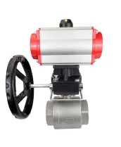 Кран шаровой DN.ru BV3232P(2pc)-FP-T-ISO-H Ду100 Ру40, полнопроходной внутреннняя резьба, нержавеющая сталь SS316, уплотнение - PTFE, с пневмоприводом PA-DA-105, с пневмораспределителем 4V320-08 220В, с ручным дублером MON3-700-T38-ISO