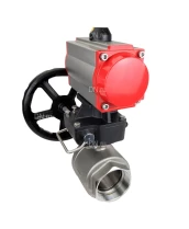 Кран шаровой DN.ru BV3232P(2pc)-FP-T-ISO-H Ду100 Ру40, полнопроходной внутреннняя резьба, нержавеющая сталь SS316, уплотнение - PTFE, с пневмоприводом PA-DA-105, с пневмораспределителем 4V320-08 220В, с ручным дублером MON3-700-T38-ISO