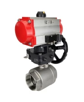 Кран шаровой DN.ru BV3232P(2pc)-FP-T-ISO-H Ду100 Ру40, полнопроходной внутреннняя резьба, нержавеющая сталь SS316, уплотнение - PTFE, с пневмоприводом PA-DA-105, с пневмораспределителем 4V320-08 220В, с ручным дублером MON3-700-T38-ISO