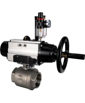 Кран шаровой DN.ru BV3232P(2pc)-FP-T-ISO-H Ду100 Ру40 полнопроходной двухходовой, нержавеющая сталь SS316, внутренняя резьба, уплотнение - PTFE, с пневмоприводом PA-DA-105-1 двойного действия, с пневмораспределителем 4М310-08 220В NAMUR, с БПВ AFC2000