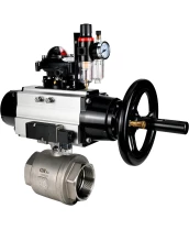 Кран шаровой DN.ru BV3232P(2pc)-FP-T-ISO-H Ду100 Ру40 полнопроходной двухходовой, нержавеющая сталь SS316, внутренняя резьба, PTFE, с пневмоприводом PA-DA-105-1 двойного действия, с пневмораспределителем 4М310-08 220В NAMUR, с БКВ APL-210N, с БПВ AFC2000