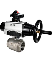 Кран шаровой DN.ru BV3232P(2pc)-FP-T-ISO-H Ду100 Ру40 полнопроходной двухходовой, нержавеющая сталь SS316, внутренняя резьба, уплотнение - PTFE, с пневмоприводом PA-DA-105-1 двойного действия, с пневмораспределителем 4М310-08 220В NAMUR, с БКВ APL-210N