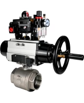 Кран шаровой DN.ru BV3232P(2pc)-FP-T-ISO-H Ду100 Ру40 полнопроходной двухходовой, нержавеющая сталь SS316, внутренняя резьба, PTFE, с пневмоприводом PA-DA-105-1, с пневмораспределителем 4М310-08 220В NAMUR, с БКВ APL-410N EX, с БПВ AFC2000